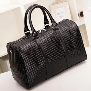 Sac De Voyage En Cuir PU Tissé Grande Capacité Imperméable Business Casual Sac De Weekend Pour Hommes Femmes