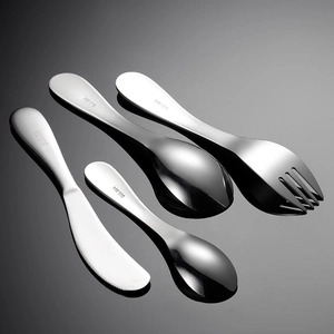 Cute cartoon animal themed 4-piece 304 stainless steel kids cutlery set for gifts