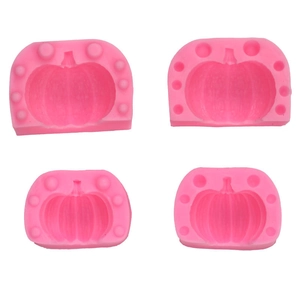 Set di 4 stampi in silicone rosa a forma di zucca 3D per dolci e fai da te Halloween