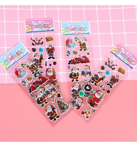Three packs of 3D puffy Christmas stickers featuring Santa Claus and gift icons