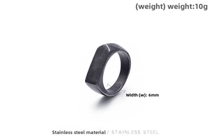 Detail of 6mm stainless steel men ring with vintage finish and 10g industrial weight