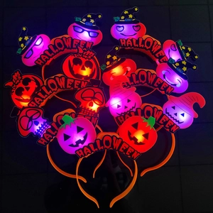 Luminous Halloween headbands with glowing LED pumpkins and skulls for party costume props