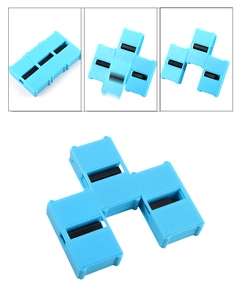 Close-up of sky blue fidget infinity cube with flexible folding joints for stress relief