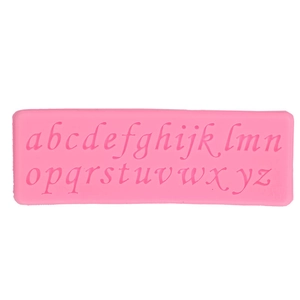 Rosa Silikonform mit 26 Kleinbuchstaben für Fondant und Schokolade Backdekoration