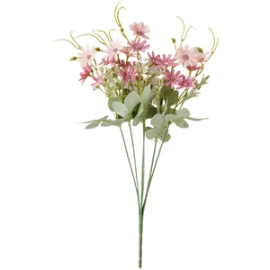 Artificial pink and white daisies bouquet on white background for minimalist home decor