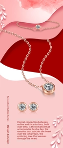 Roségoldenes Bubble-Schmuckset bestehend aus Halskette, Armband und Ohrsteckern mit Steinen