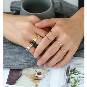 Stackable gold and silver plated adjustable rings with minimalist twisted and diamond bands
