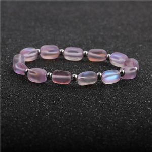 Frosted Moonstone Beaded Bracelet With Copper Beads Elastic Rope Natural Stone Jewelry For Women Girls Elegant Accessory