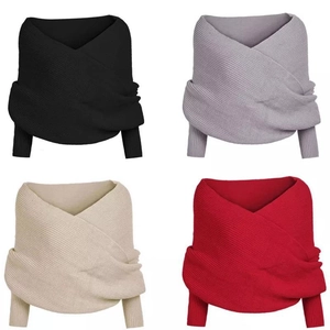 Châle en Tricot Irrégulier pour Femmes Style Occidental Chaud Hiver Couleur Unie Écharpe en Acrylique Élégant Haut