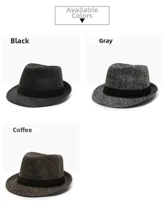 Herren Wollfilzhut Set in Schwarz, Grau und Braun mit dekorativem Ripsband im Detail
