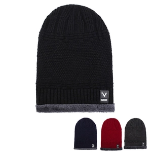 Winter Beanie Hat Knitted Acrylic Thick Warm Fleece Lining Windproof Outdoor Unisex Casual Cold Weather Fashion