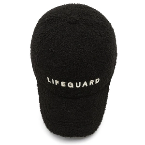 Black teddy fleece baseball cap with white LIFEGUARD embroidery for women winter