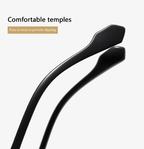 Close-up of ergonomic non-slip black temples on round sunglasses for secure fit