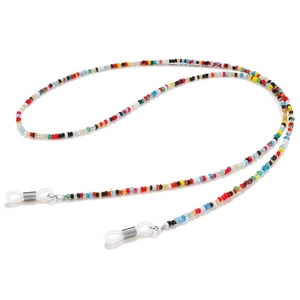 Handmade colorful beaded eyewear strap with non-slip loops for glasses and masks