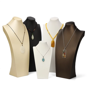Pu Leather Necklace Display Bust Portrait Mannequin Head Neck High-End Elegant Jewelry Showroom Window Stand