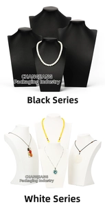 Portrait bust display stands for necklaces in matte black and white finishes
