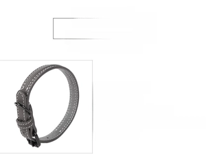 Detailed size chart for grey PU leather dog collars with black metal buckle weights