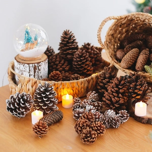 Natural Pine Cones Christmas Decoration Ornaments Frosted Gold DIY Craft Winter Home Decor Holiday Party