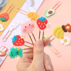 Cute rose gold cartoon animal bookmarks and paper clips set for student stationery