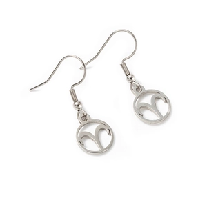 Polished stainless steel Aries zodiac sign dangle earrings in high-quality silver finish