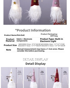 Luminous Christmas gnome plush doll set with soft fabric and festive LED warm lighting