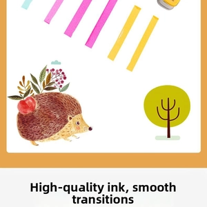 Detail showing dual-tip marker ink vibrant colors and smooth blending on cartoon art