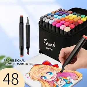 Dual Tip Art Markers Plastic Alcohol Based Permanent Ink Sketching Pens Drawing Coloring Manga Illustration Students