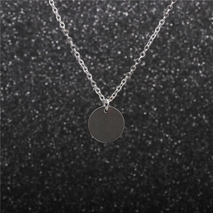 Elegant stainless steel O-chain necklace with a polished silver round disk pendant