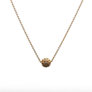 Elegant 8mm hollow gold sphere necklace with pavé set micro zircons and fine chain