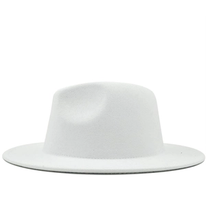 Classic white wool jazz fedora hat with flat brim and structured crown for unisex style