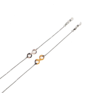 Silver metal eyewear chain with leopard pattern acetate rings for women and masks