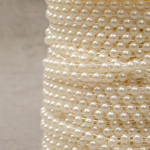 Ivory white ABS imitation pearl beaded chain on a roll for DIY wedding jewelry making
