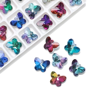 Butterfly Crystal Glass Pendants Faceted Electroplated Colorful Jewelry Making DIY Accessories For Earrings Necklaces