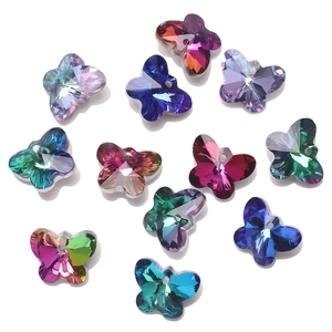 Colorful 14mm butterfly crystal pendants with faceted gradients for DIY jewelry making