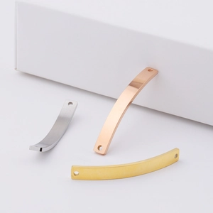 Curved stainless steel connector bars in gold, silver, and rose gold for DIY jewelry