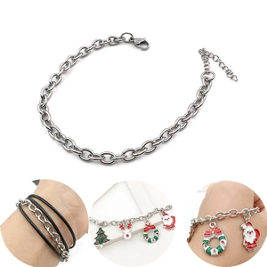 Edelstahl Kreuz Anhänger Armband Für Damen DIY Schmuck Zubehör Mit Hummer Verschluss Silber Verstellbare Kette Armband