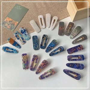 Geometric Marble Acetate Hair Clips Rectangle Water Drop Resin Duckbill Side Clips For Women Colorful Fashion Accessories