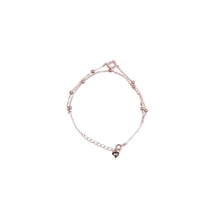 Elegant rose gold double-layer S925 silver bracelet featuring a sparkling D letter charm