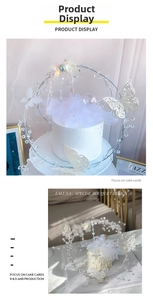 Fairy butterfly iron cake topper handmade crystal bead feather wedding birthday party decor
