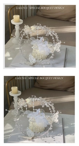 Handmade fairy cake topper crystal pearl butterfly iron hoop romantic dessert decoration