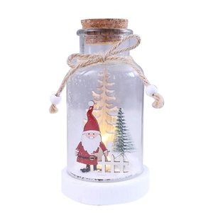 Christmas LED glass dome decor featuring a hand-painted Santa and miniature pine tree