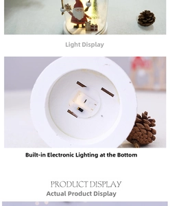 Detailed view of Christmas glass dome LED base with power switch and battery compartment