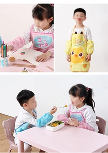 Waterproof kids' apron set for painting, playing, and eating with cartoon duck patterns