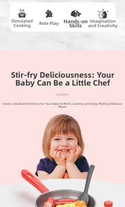 Detailed set of realistic children play kitchen toys with frying pan and toy vegetables