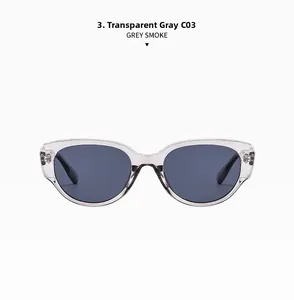 Detail of transparent grey smoke frame with durable metal hinge rivets on sunglasses