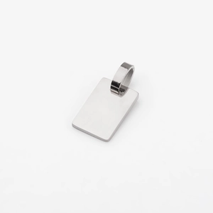 Polished silver rectangular stainless steel blank pendant with bail for jewelry DIY