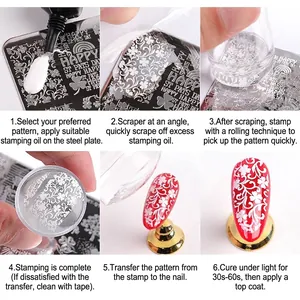 6-step professional nail stamping kit tutorial with stainless steel plates and tools