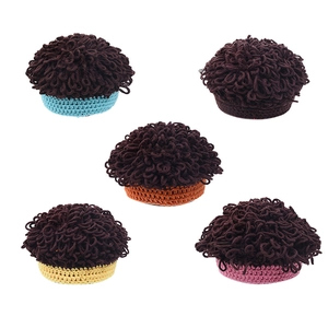 Funny Baby Knitted Wig Hat Curly Hair Design Warm Winter Cap Handmade Crochet For Toddlers Photography Props