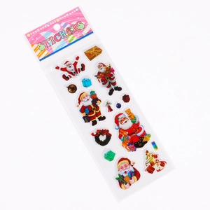 Cute cartoon Santa Claus 3D bubble stickers for kids in transparent packaging