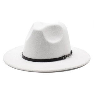 Vintage Woolen Felt Fedora Hat For Men Women Classic Wide Brim Jazz Hat Solid Color Western Party Hat Couple Dress Cap